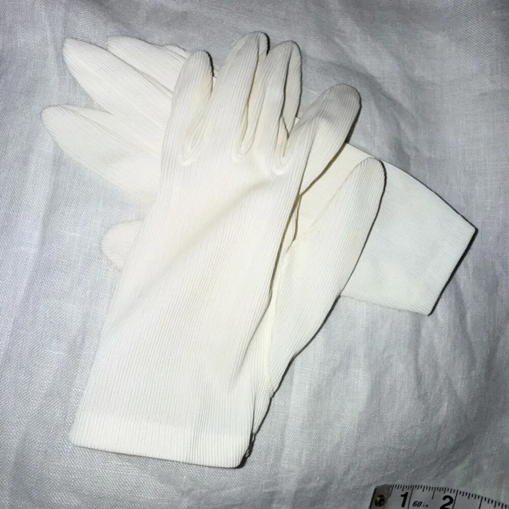 1960s Wear Right West Germany Ribbed Ivory Gloves Mod Daywear‎ Size 7